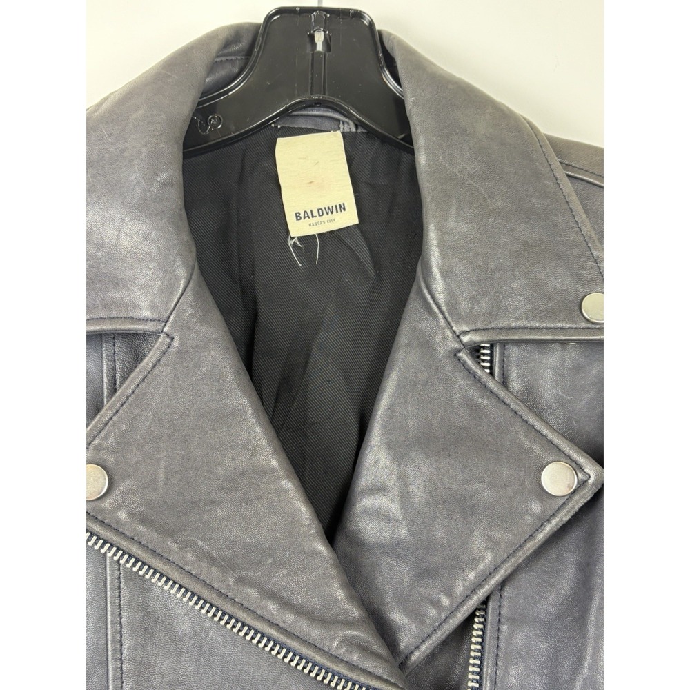BLDWN Baldwin Flint Midnight Leather Biker Moto Jacket SZ S NWOT Retail $995 - Picture 6 of 8